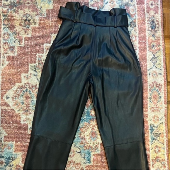 H&M HIGH-WAIST FAUX-LEATHER PANTS SIZE 2
WITH BELT - Picture 3 of 7
